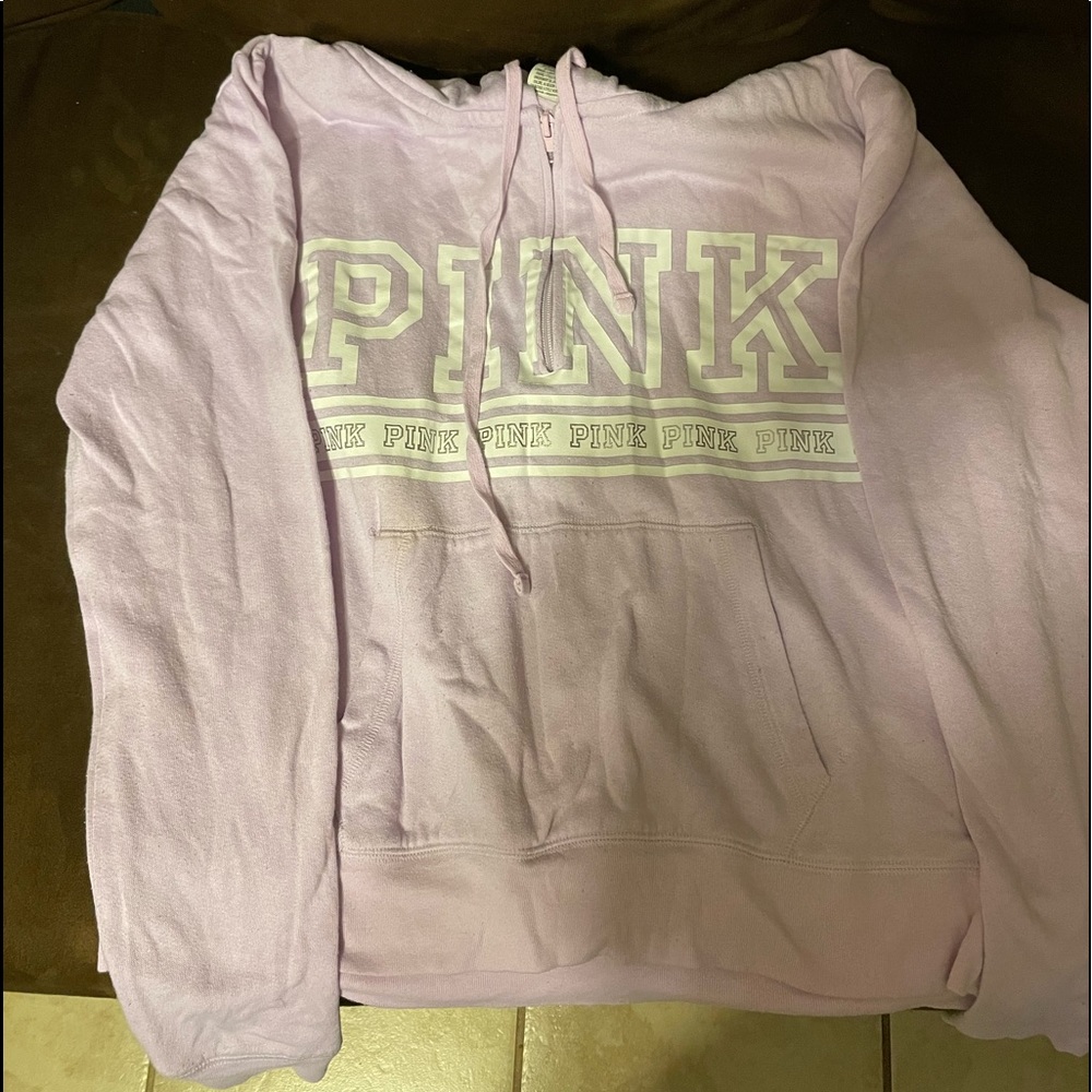 Authentic PINK half zip hoodie. Size Large. Great condition. Color is Lavender.